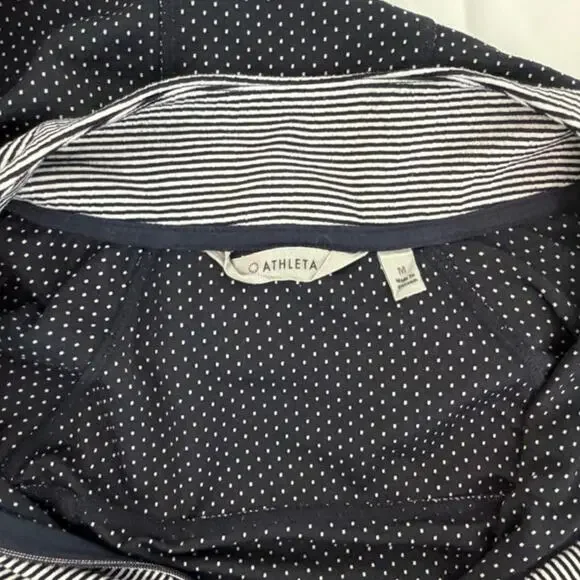 Athleta Navy Stripe Half-Zip Pullover Women’s M Athletic Athleisure Hoodie - Picture 4 of 5